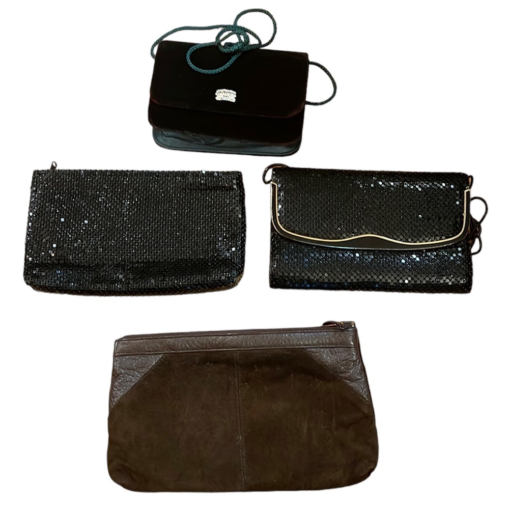 Lot of Vintage clutches Suede Whiting & Davis velvet chain mail